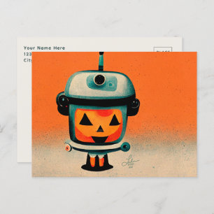 Retro Halloween Robot 002 ・ Aangepaste Kinder kuns Briefkaart