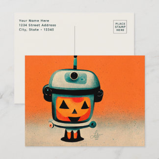 Retro Halloween Robot 002 ・ Aangepaste Kinder kuns Briefkaart
