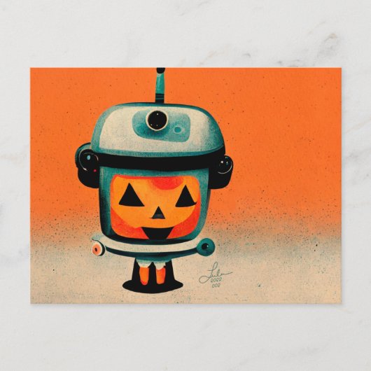 Retro Halloween Robot 002 ・ Aangepaste Kinder kuns Briefkaart (Voorkant)
