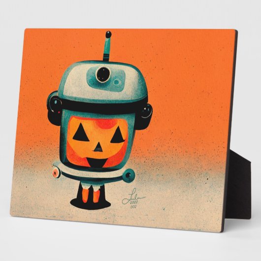 Retro Halloween Robot 002 ・ Aangepaste Kinder kuns Fotoplaat (Zijkant)