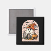 Retro Halloween Schattige Ghost Drink Koffiepompoe Magneet (Voorkant / Achterkant)