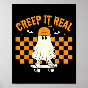 Retro Halloween Schattige Ghost Halloween Creep It Poster