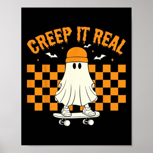 Retro Halloween Schattige Ghost Halloween Creep It Poster (Voorkant)
