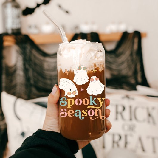 Retro Halloween Schattige Ghost Spooky Seizoen Blikvorm Glas