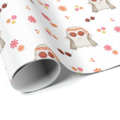 Retro Halloween Schattigee Kinder Floral Ghost Cadeaupapier (Rol Hoek)