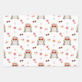 Retro Halloween Schattigee Kinder Floral Ghost Inpakpapier Vel