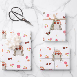 Retro Halloween Schattigee Kinder Floral Ghost Inpakpapier Vel