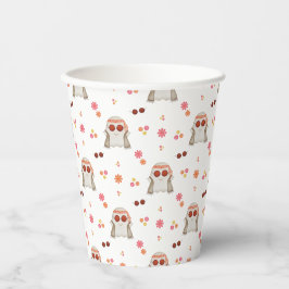 Retro Halloween Schattigee Kinder Floral Ghost Papieren Bekers