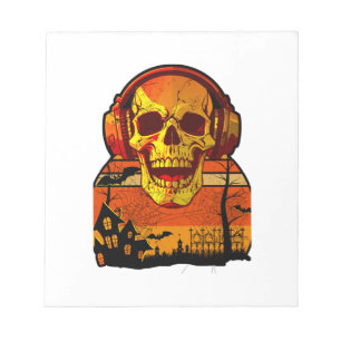 Retro Halloween Schedel Sticker Notitieblok