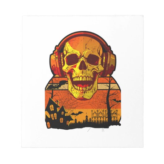 Retro Halloween Schedel Sticker Notitieblok (Voorkant)