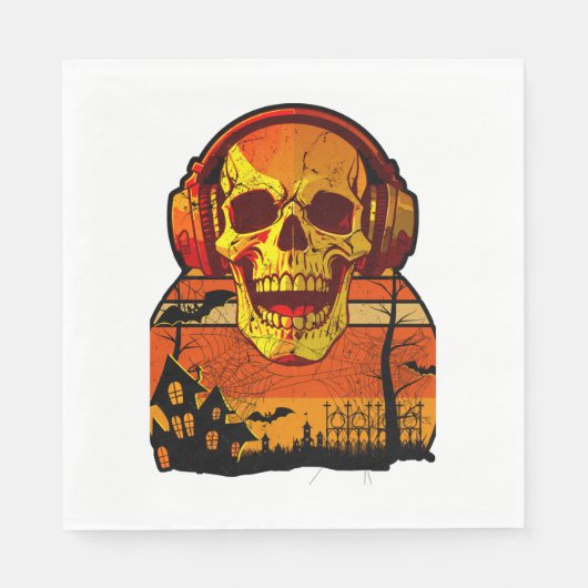 Retro Halloween schedel Sticker Servet (Voorkant)