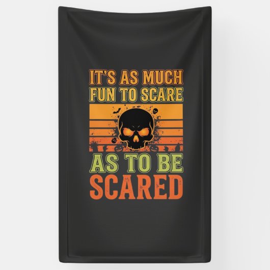 Retro Halloween Schrik Schedel Design_1 Spandoek (Verticaal)