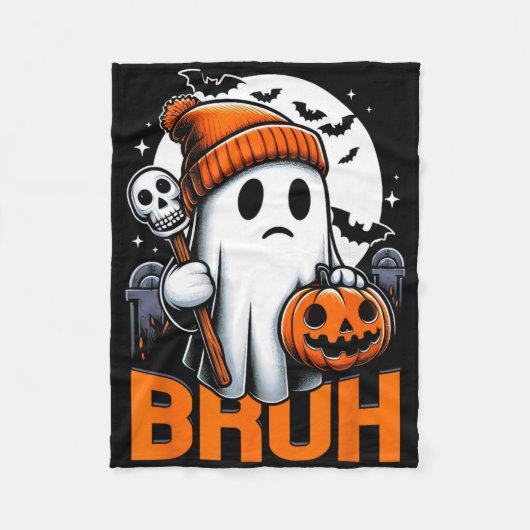 Retro Halloween Shirten Voor Mannen Vrouwen Bruh G Fleece Deken (Voorkant)