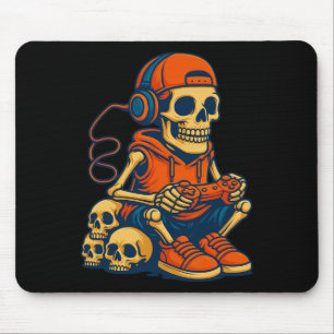 Retro Halloween Skelet Gamer Video Gaming Jongens Muismat