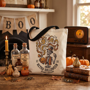 Retro Halloween Skelet Griezelige Toverdrank Tote Bag