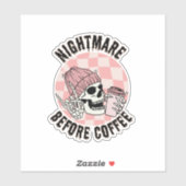 Retro Halloween Skelet Koffie Liefde Vinyl Sticker (Vel)