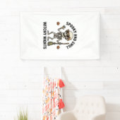 Retro Halloween skeletgravure heks bezem Sh Spandoek (Insitu)