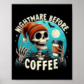 Retro Halloween Skeleton Coffee Mok Scary Night Be Poster (Voorkant)