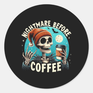 Retro Halloween Skeleton Coffee Mok Scary Night Be Ronde Sticker