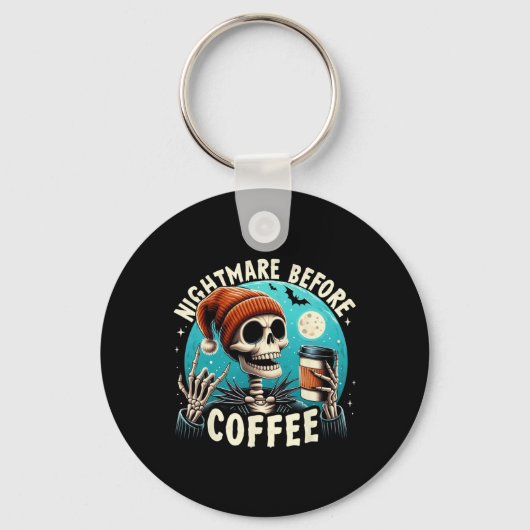 Retro Halloween Skeleton Coffee Mok Scary Night Be Sleutelhanger (Voorkant)