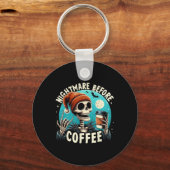 Retro Halloween Skeleton Coffee Mok Scary Night Be Sleutelhanger (Voorkant)