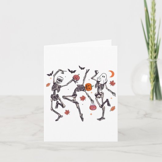 Retro Halloween Skeleton Dancing Pumpkin Gift Mann Kaart (Voorkant)