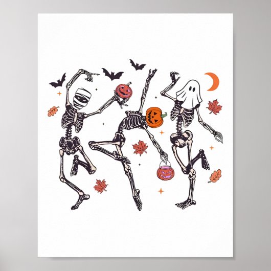 Retro Halloween Skeleton Dancing Pumpkin Gift Mann Poster (Voorkant)