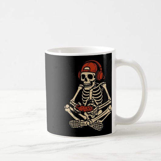 Retro Halloween Skeleton Gamer Video Gaming Boys M Koffiemok (Rechts)