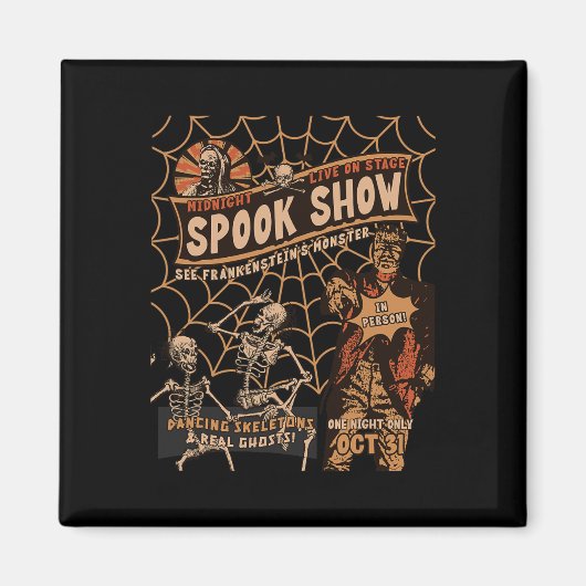 Retro Halloween Skeleton Horror Monster Midnight S Magneet (Voorkant)