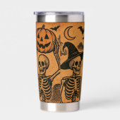 /Retro Halloween skeletten Geïsoleerde Drinkbeker (Rechts)