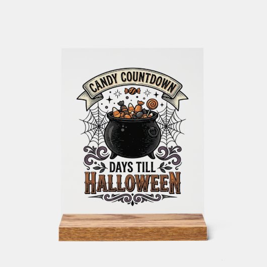 Retro Halloween Snoep Countdown Shirt Ontwerp_1 Acryl Bord (Voorkant)
