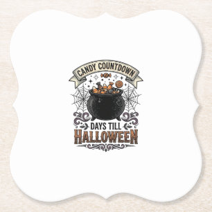 Retro Halloween Snoep Countdown Shirt Ontwerp_1 Kartonnen Onderzetters
