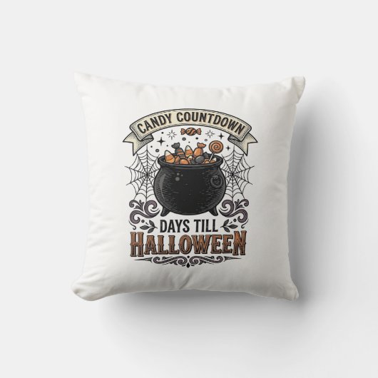 Retro Halloween Snoep Countdown Shirt Ontwerp_1 Kussen (Voorkant)
