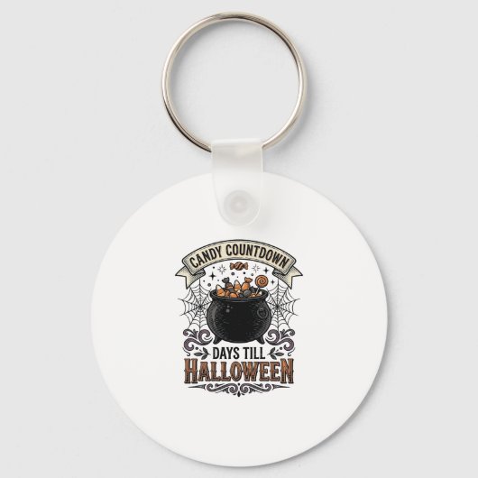 Retro Halloween Snoep Countdown Shirt Ontwerp_1 Sleutelhanger (Voorkant)