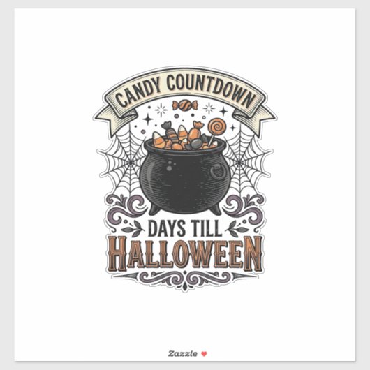 Retro Halloween Snoep Countdown Shirt Ontwerp_1 Sticker (Vel)