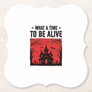 Retro Halloween Spokenhuis Wat Een Tijd T-shirt Kartonnen Onderzetters
