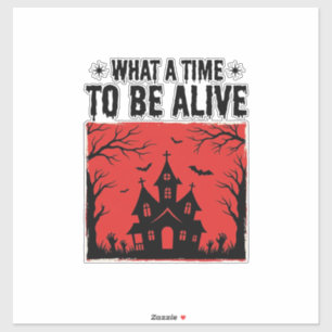 Retro Halloween Spokenhuis Wat Een Tijd T-shirt  Sticker