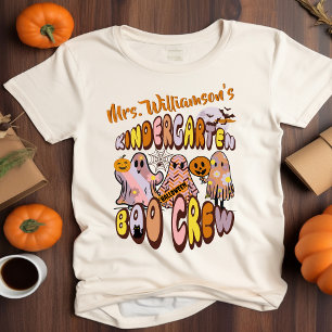 Retro Halloween Spook Kleuterschool Leraar Naam T-shirt