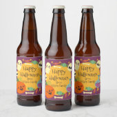 Retro Halloween Spooky Bier Etiket (Flessen)