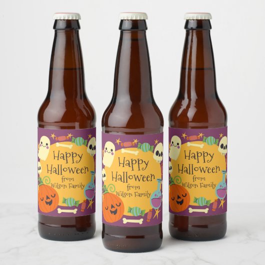 Retro Halloween Spooky Bier Etiket (Flessen)