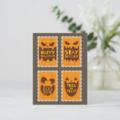 Retro Halloween Spooky Pumpkin  Boo Crew Briefkaart (Staand voorkant)