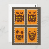 Retro Halloween Spooky Pumpkin  Boo Crew Briefkaart (Voorkant / Achterkant)
