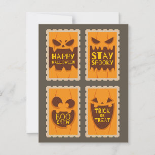 Retro Halloween Spooky Pumpkin  Boo Crew Briefkaart