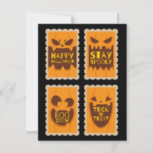 Retro Halloween Spooky Pumpkin Boo Crew Briefkaart