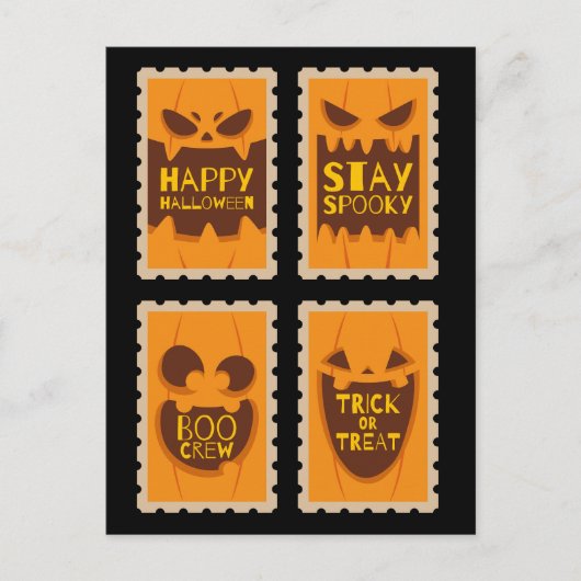 Retro Halloween Spooky Pumpkin  Boo Crew Briefkaart (Voorkant)