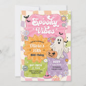 Retro Halloween Spooky Vibes Ghost Verjaardag Meis Kaart (Voorkant)