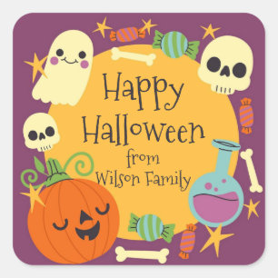 Retro Halloween Spooky Vierkante Sticker