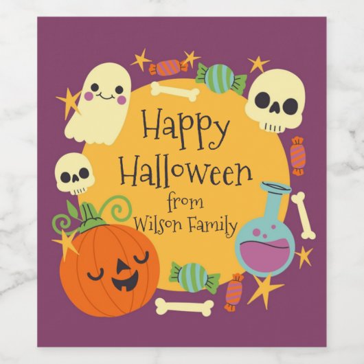 Retro Halloween Spooky Wijn Etiket (Enkel label)