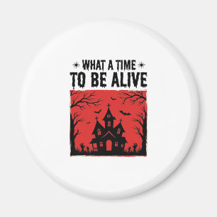 Retro Halloween Spukhuis Wat Een Tijd T-shirt  Magneet