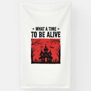 Retro Halloween Spukhuis Wat Een Tijd T-shirt Spandoek